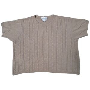 Kim Rogers XL Cable Knit Short‎ Sleeve Sweater Top Neutral Taupe Knitwear (F)